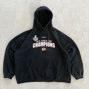 Reebok Chicago Blackhawks 2010 Stanley Cup Champions Hoodie - Black Mens XL
